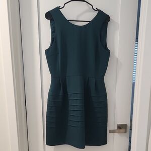 Madewell Green Pleated Sheath Mini Dress